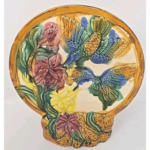 Vintage 11"x9.5" Hummingbird 3D Decorative Free-Standing Plate U297 - Picture 2 of 9